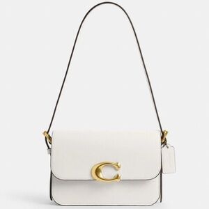 Coach Sage Shoulder Bag w/ 2 Straps in Brass/Chalk White Full Grain Leather NWT
